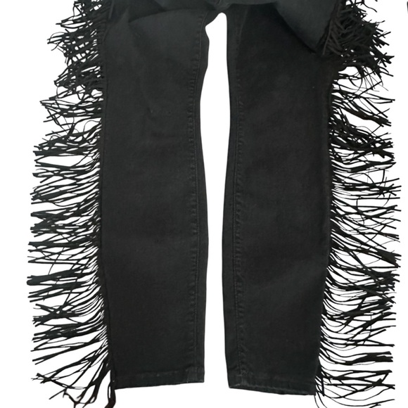 Mother Jeans 26 (S) Swooner Ankle Fringe Black Denim - Picture 5 of 12